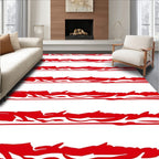 Crimson Abstract Striped Rug