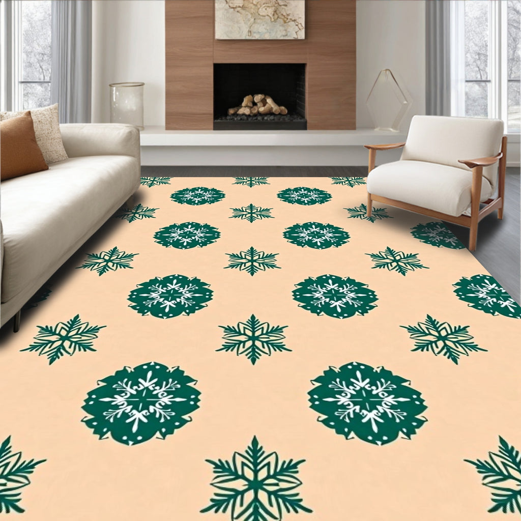 Emerald Floral Snowflake Medallion Rug