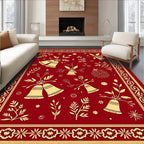 Crimson Gold Bell Botanical Border Rug