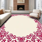 Crimson Floral Vine Border Rug