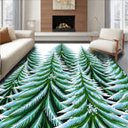 Verdant Pine Trees Snowfall Accents Rug