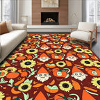 Whimsical Gnomes Sunflowers Pumpkins Abound Rug