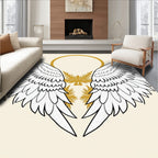 Gold Halo White Angelic Wings Rug