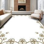 Brown Floral Vine Border Rug
