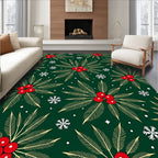 Festive Holly Berry Snowflake Meadow Rug