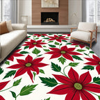 Classic Red Poinsettia Floral Garden Rug