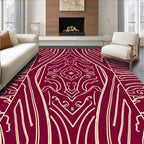 Crimson Ivory Scrollwork Diamond Rug