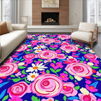 Pink Rose Garden Floral Arrangement Rug