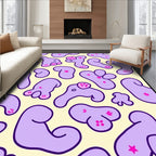 Playful Lavender Blobs Pink Flower Accents Rug