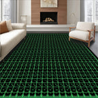Geometric Black Squares Grid Rug