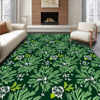 Dark Green Lush Tropical Foliage Rug