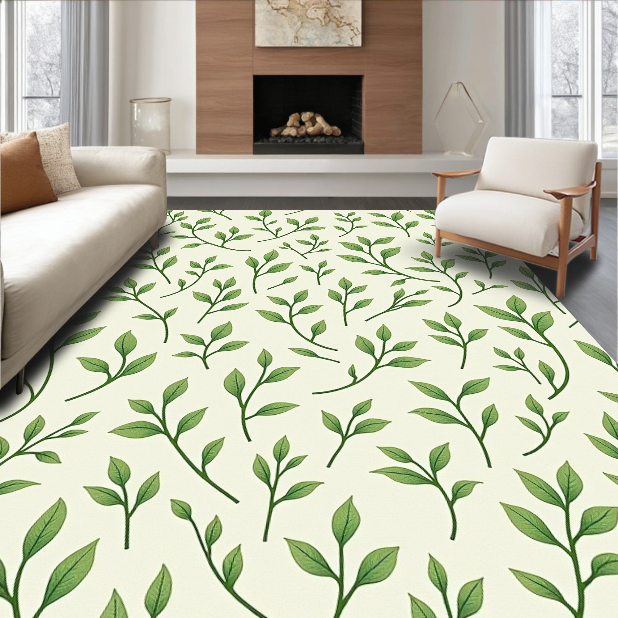 Leafy Green Vine Botanical Rug