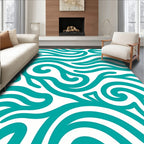 Teal Abstract Swirl Wave Rug