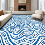 Bold Blue Abstract Swirl Rug