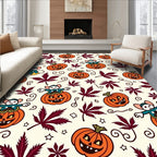 Happy Halloween Mice Pumpkin Leaves Rug