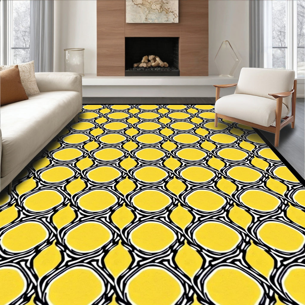 Radiant Yellow Interlocking Ovals Rug