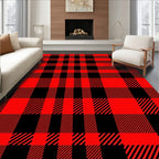 Bold Red Plaid Checks Rug
