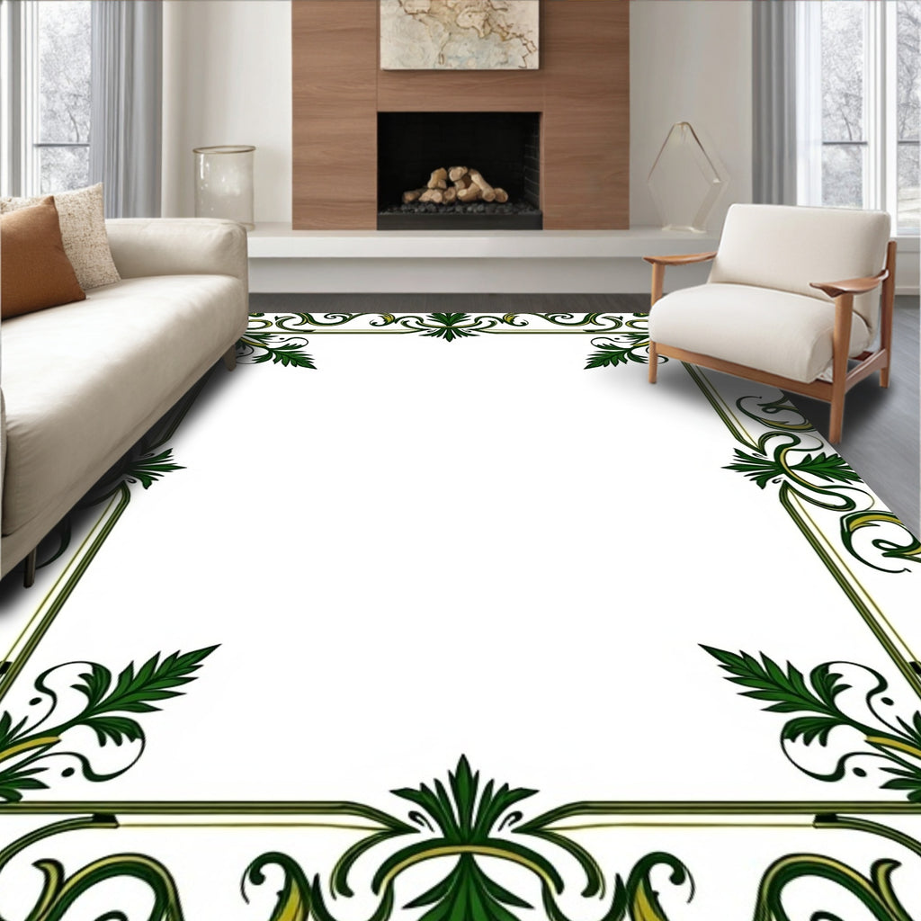 Dark Emerald Vines with Gold Accents Rug