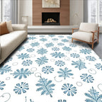 Blue Fern Floral Scattered Rug