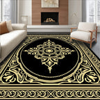 Golden Floral Border Medallion Rug