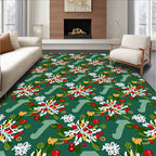 White Red Berry Floral Butterfly Garland Rug