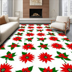 Festive Red Poinsettia Garland Rug