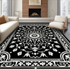 Classic Monochrome Floral Scroll Rug