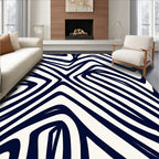 Deep Blue Abstract Overlapping Lines Rug