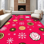 Red Cream Swirl Snowflake Cookies Rug