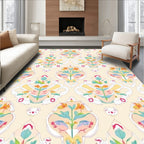 Pale Floral Animal Crest Rug