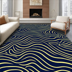 Intertwined Swirls Navy Yellow Rug