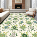 Green Blue Floral Vine Art Nouveau Rug