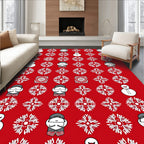 Christmas Snowmen Snowflake Pattern Rug