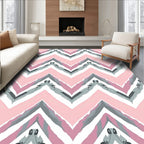 Pink Gray Chevron Flamingo Watercolor Rug