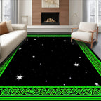 Neon Green Celestial Starry Night Rug
