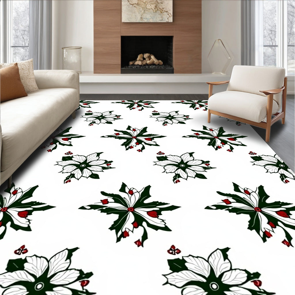 Crimson Green Floral Starburst Rapport Rug