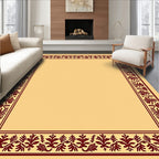 Crimson Floral Vine Border Rug