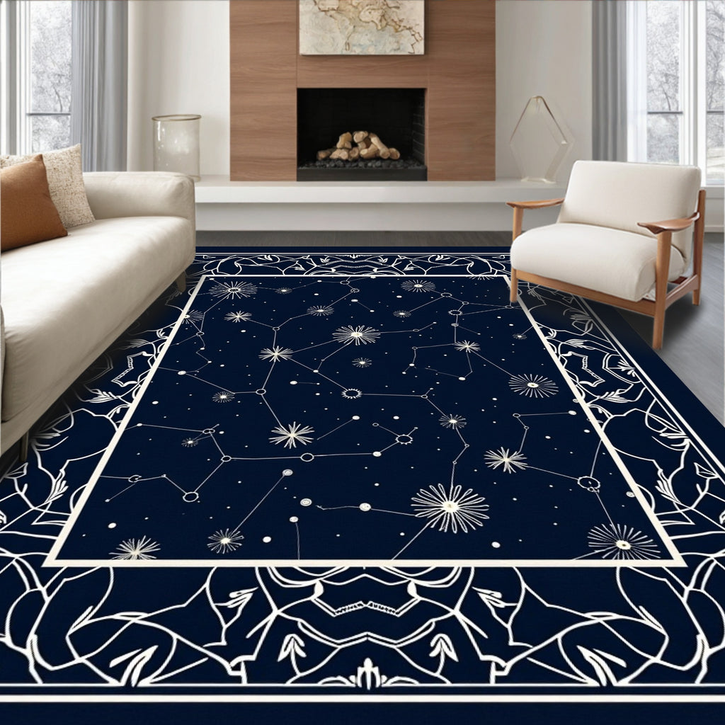Navy Constellation Celestial Mandala Rug