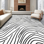Black White Organic Wavy Lines Rug