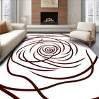 Deep Crimson Swirl Abstract Rug