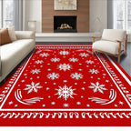 Festive Red Snowflake Medallion Rug