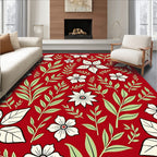 Crimson Poinsettia Leaf Garden Rug