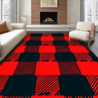 Bold Red Checkered Plaid Rug