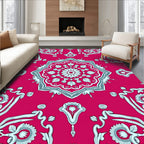 Vibrant Pink Floral Medallion Art Rug