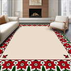 Vibrant Red Floral Garland Border Rug