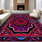 Vibrant Red Purple Black Medallion Rug