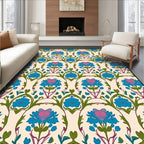 Blue Pink Floral Arch Repeat Rug