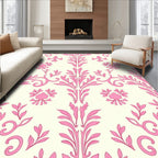 Sweet Pink Floral Damask Oval Rug