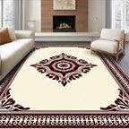 Rich Mahogany Ornamental Floral Frame Rug