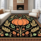 Orange Pumpkin Floral Harvest Rug